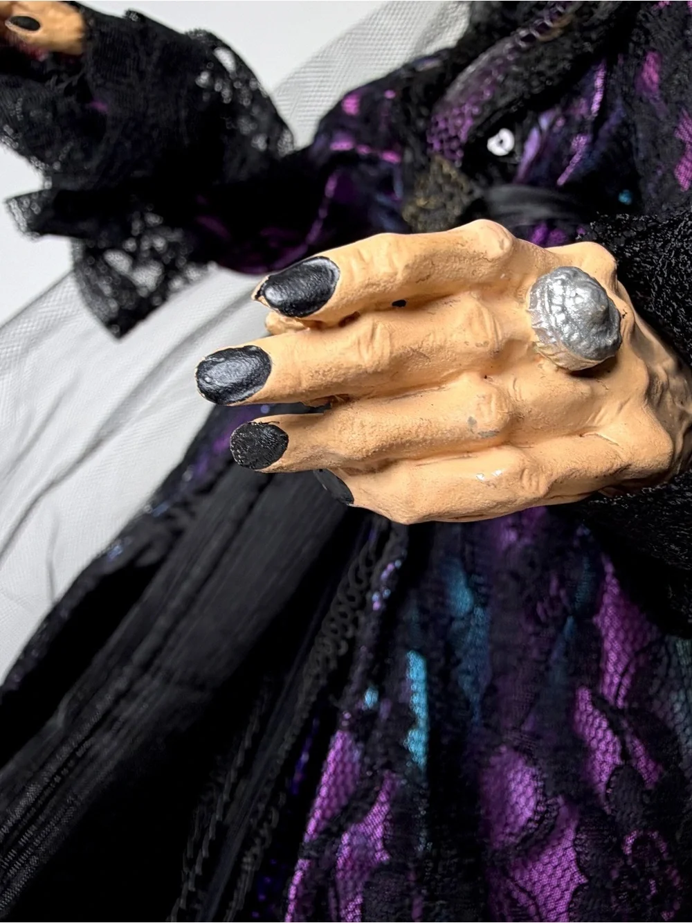 24” Victorian Gothic Witch Figurine Purple Black Halloween Display